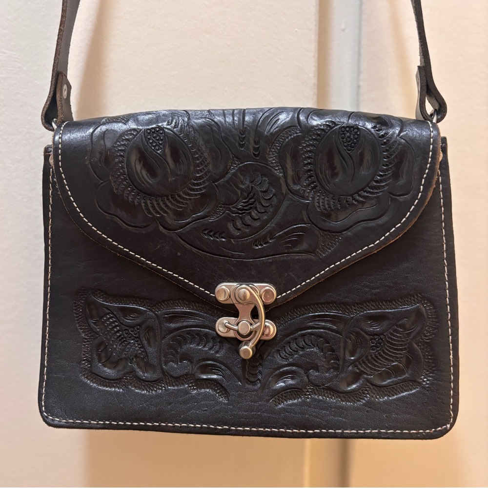 Elegant Black Embossed Leather Bag